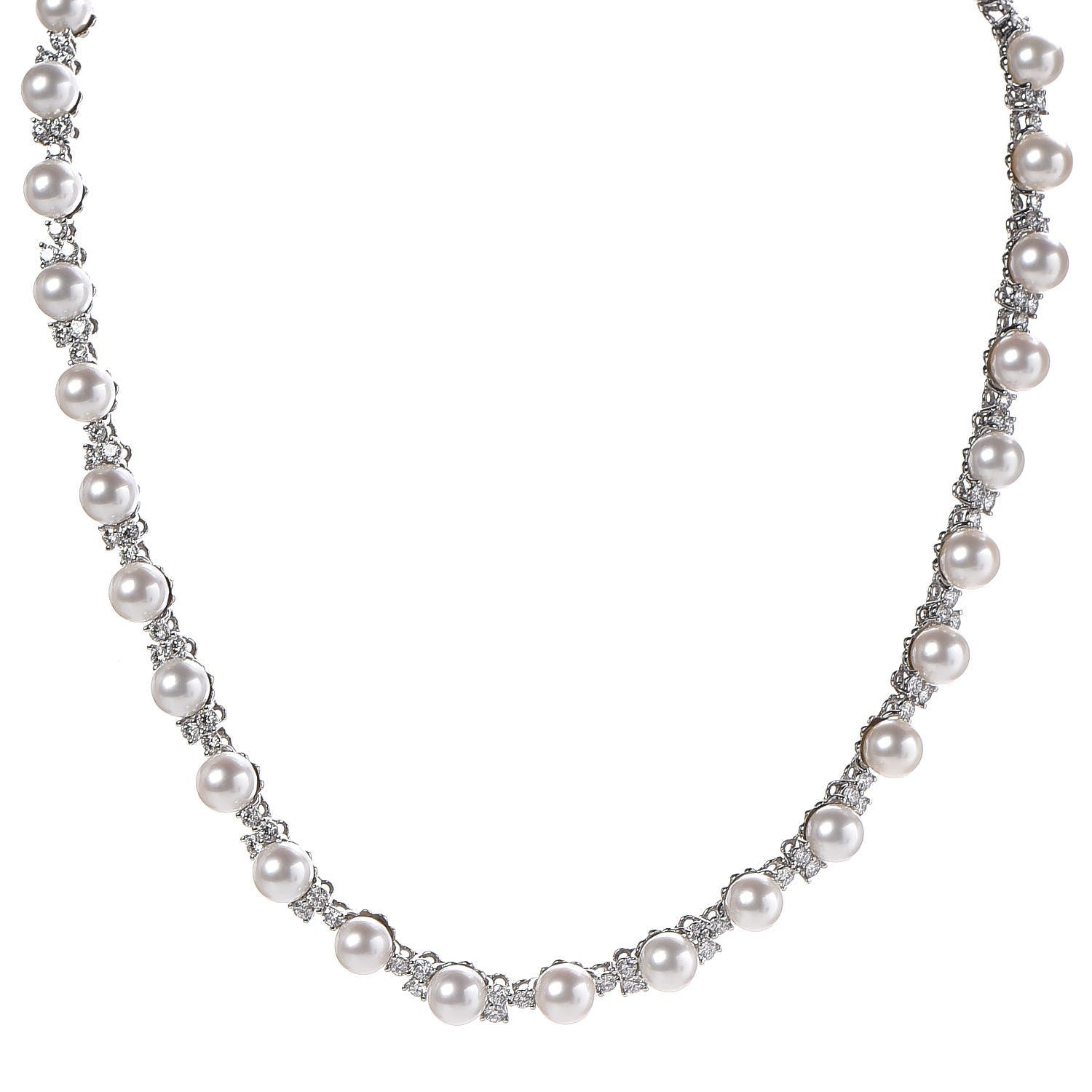 Tiffany Platinum Diamond Akoya Pearl 6.5-7mm Aria Necklace 7 of 13