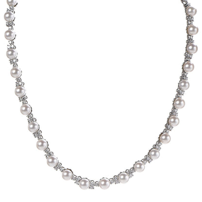 Tiffany Platinum Diamond Akoya Pearl 6.5-7mm Aria Necklace 7 of 13