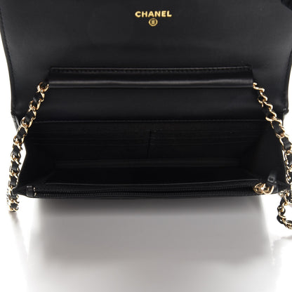 Chanel Lambskin Quilted Boy Wallet On Chain WOC Black 5 of 9