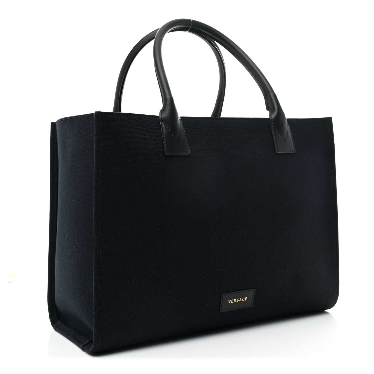 Canvas Suppler Calfskin Cabas GV Signature Tote Black