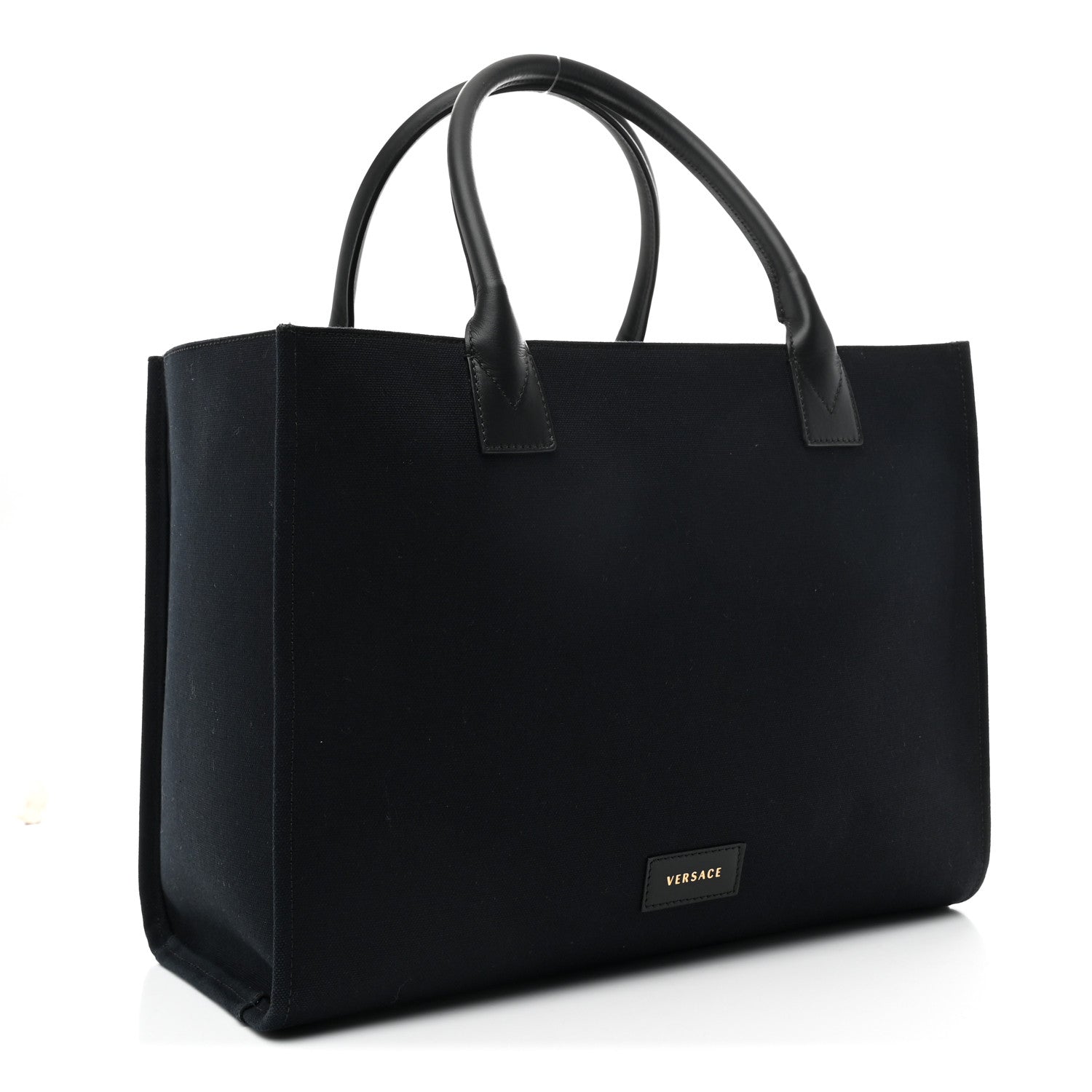 Versace Canvas Suppler Calfskin Cabas GV Signature Tote Black 3 of 9