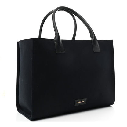 Versace Canvas Suppler Calfskin Cabas GV Signature Tote Black 3 of 9