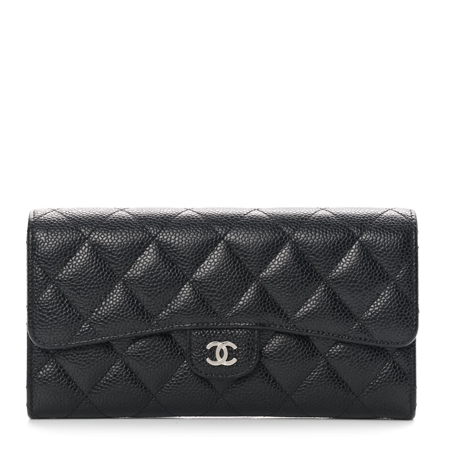 Chanel Caviar Quilted Large Gusset Flap Wallet Black 1 of 12