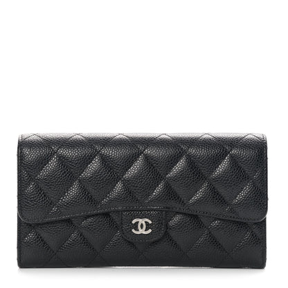 Chanel Caviar Quilted Large Gusset Flap Wallet Black 1 of 12