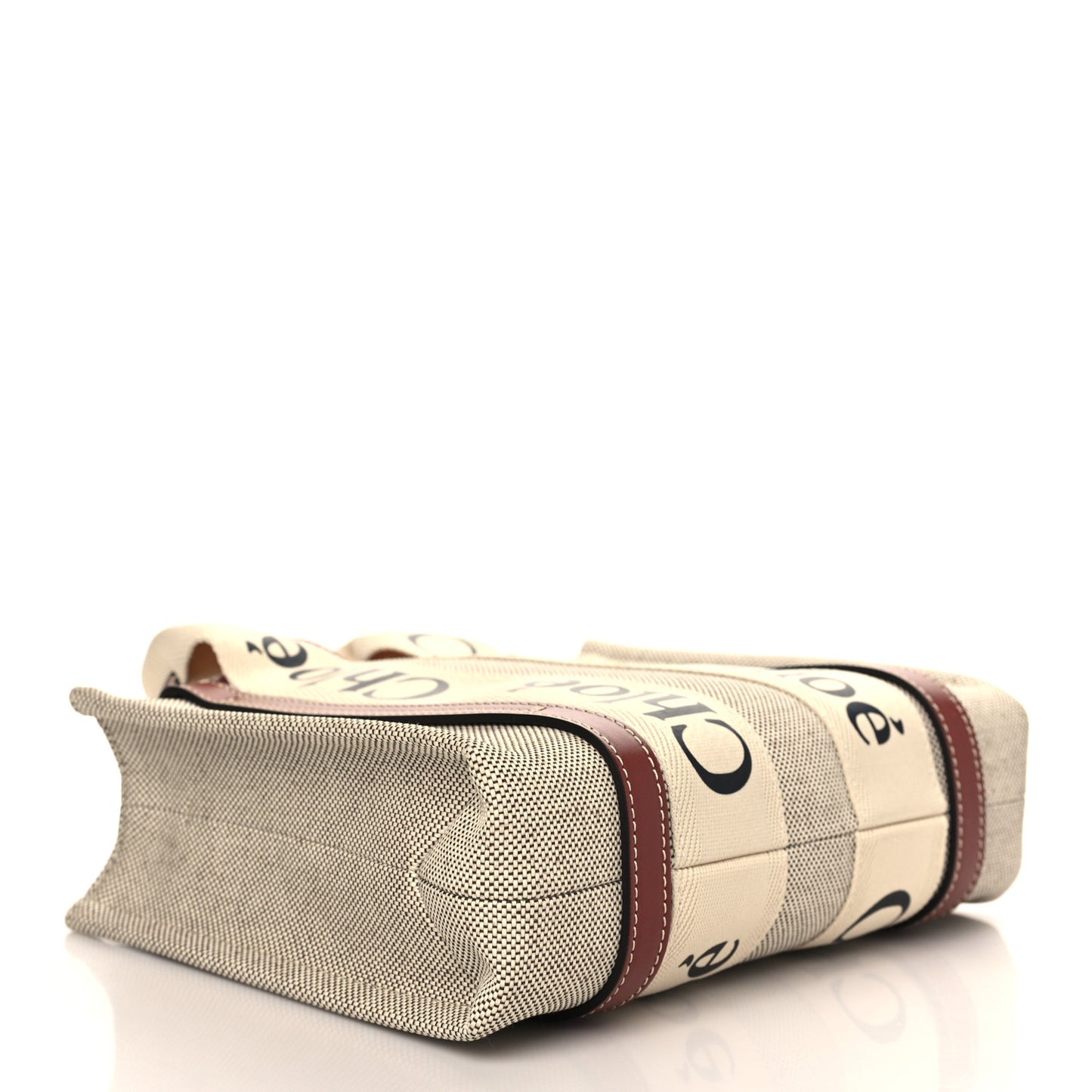 Cotton Calfskin Small Woody Ribbon Tote With Strap White Brown