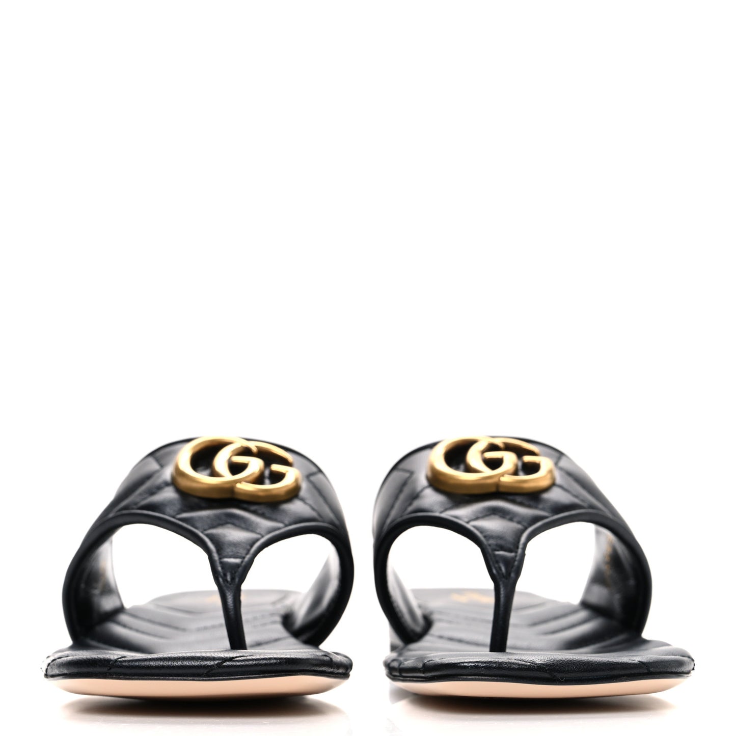 Nappa Charlotte Double G Marmont Thong Sandals 37 Black