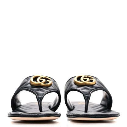 Gucci Nappa Charlotte Double G Marmont Thong Sandals 37 Black 3 of 11