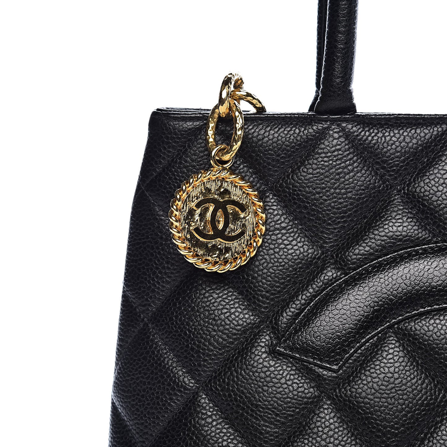 Caviar Quilted Medallion Tote Black