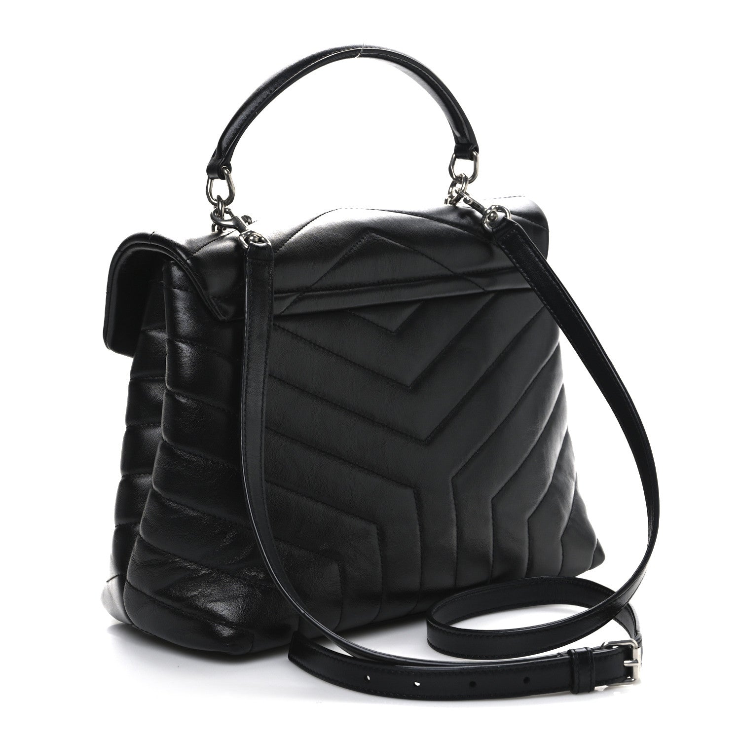 Saint Laurent Calfskin Y Quilted Monogram Medium Loulou Satchel Black 3 of 11
