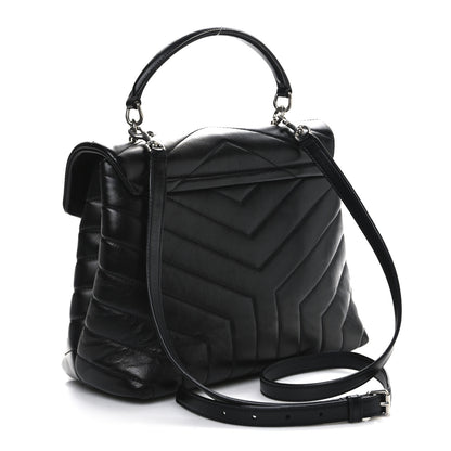 Saint Laurent Calfskin Y Quilted Monogram Medium Loulou Satchel Black 3 of 11