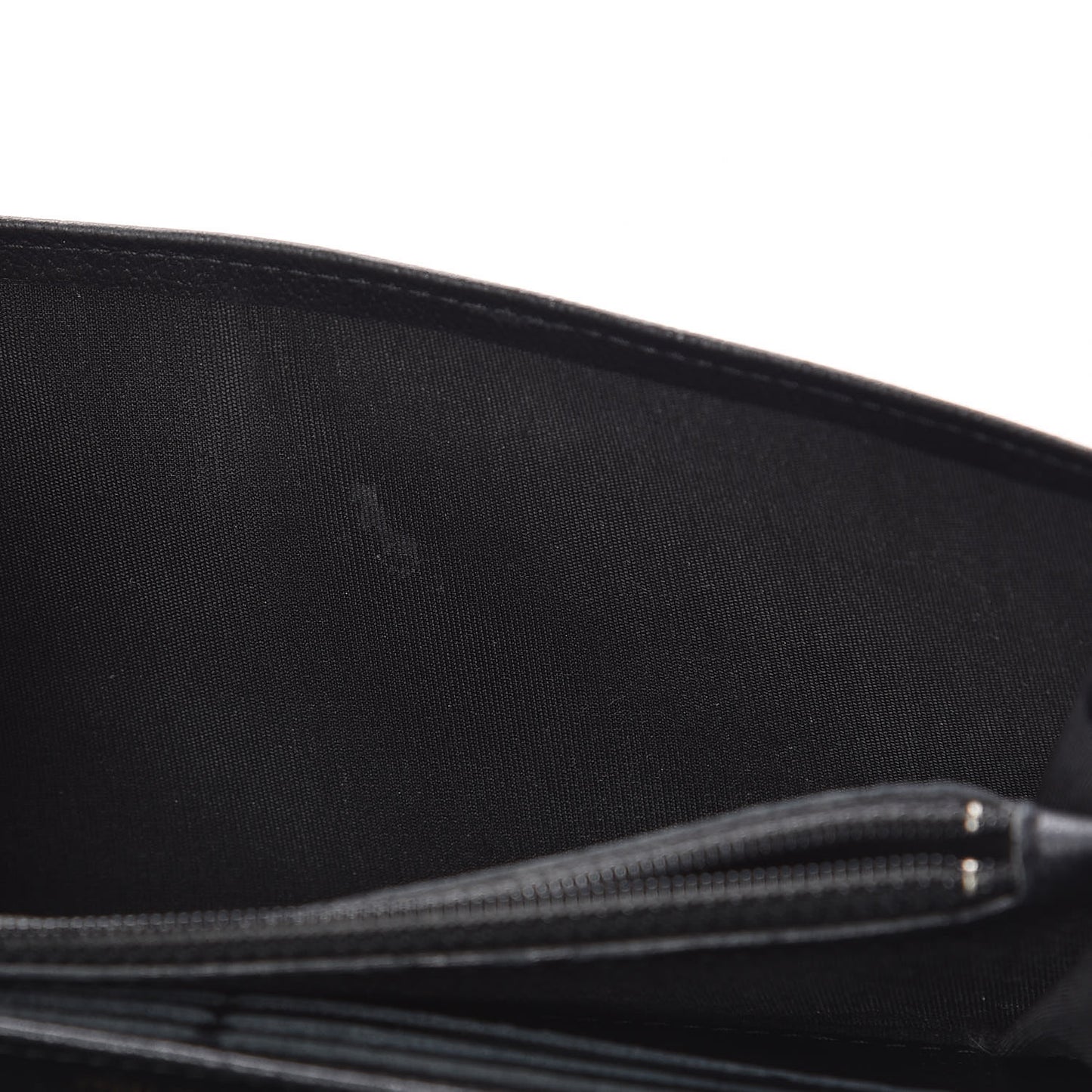 Goatskin Camellia Embossed Flap Wallet Black