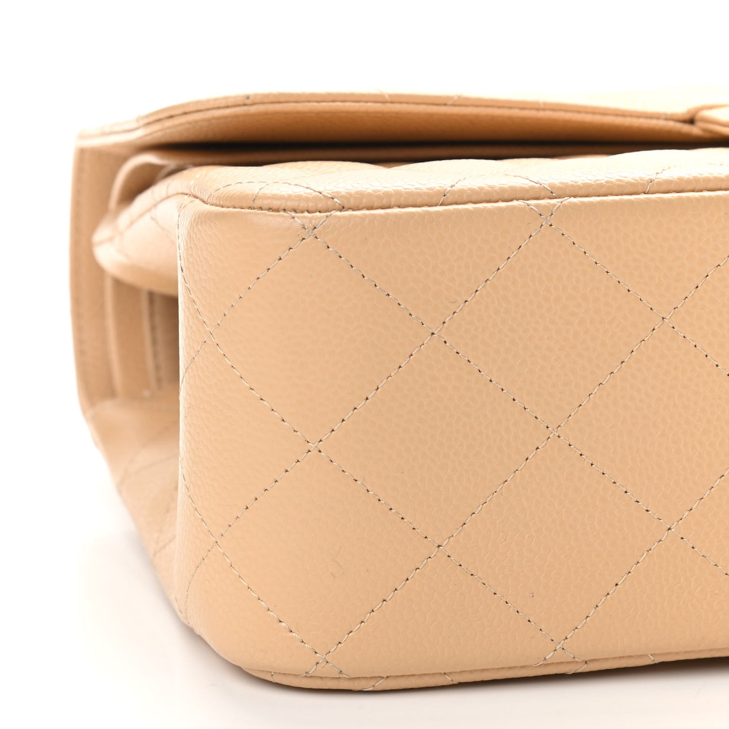 Caviar Quilted Jumbo Double Flap Beige Clair