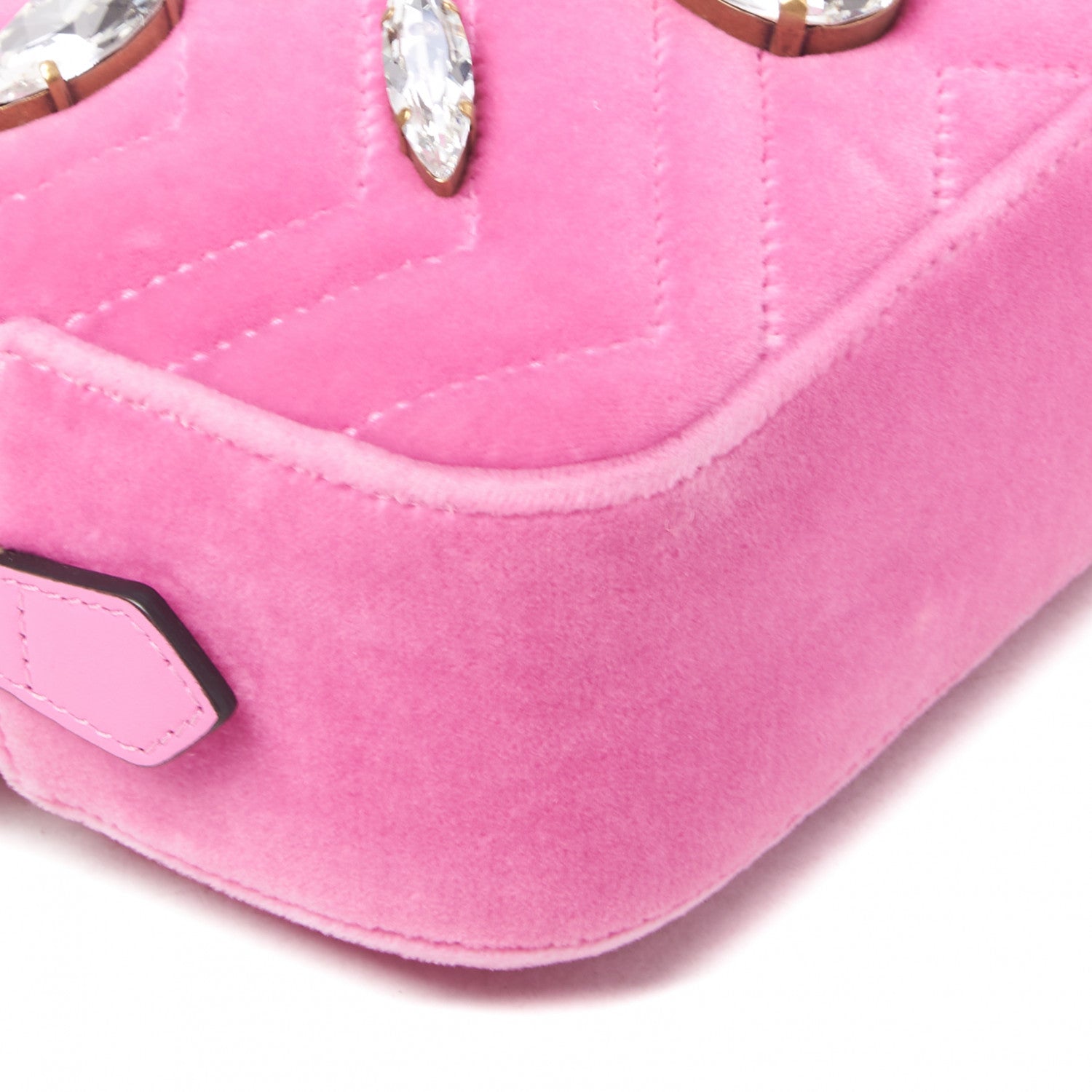 Gucci Velvet Matelasse Marquise Crystals Mini GG Marmont Chain Shoulder Bag Malva 6 of 8
