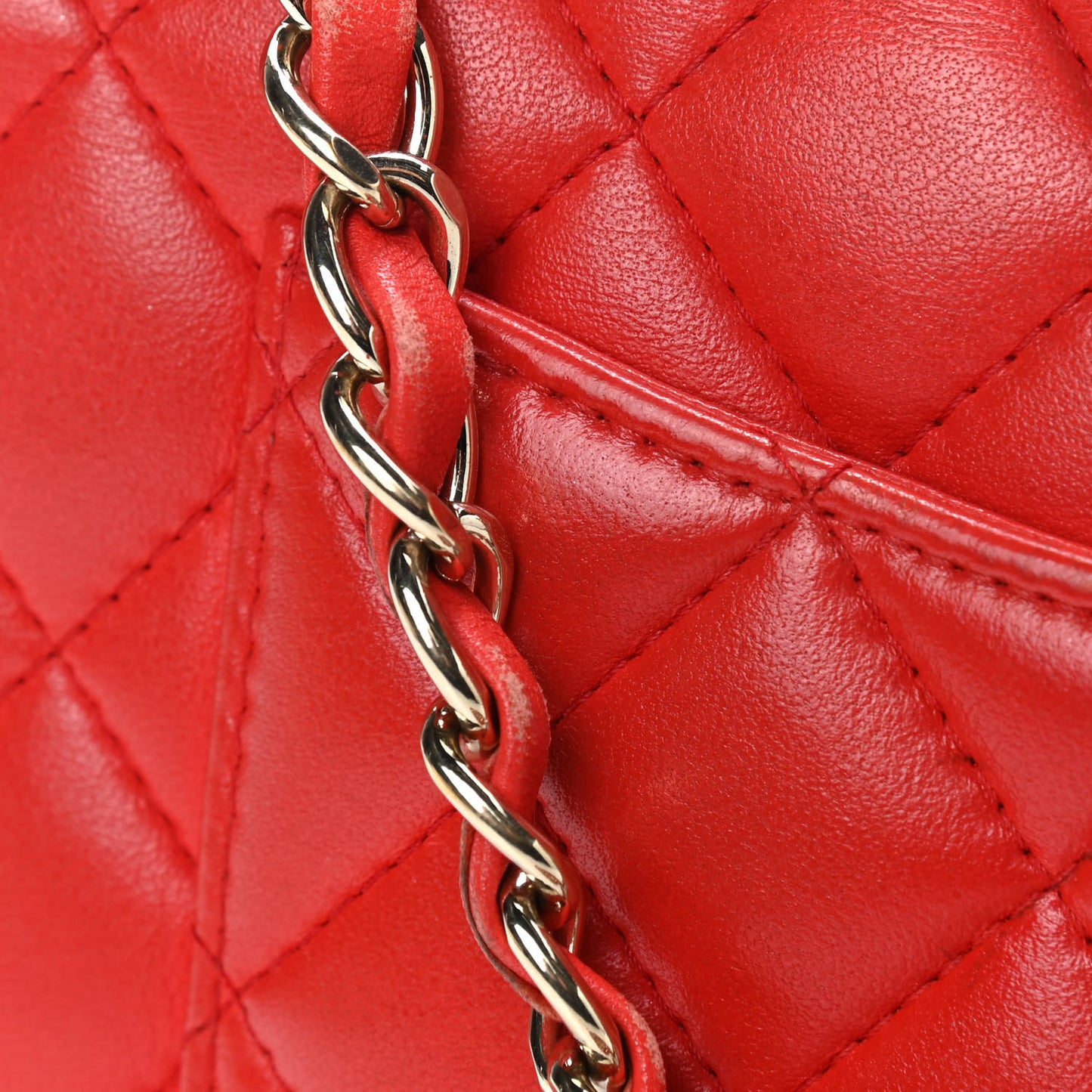 Lambskin Quilted Mini Rectangular Flap Red