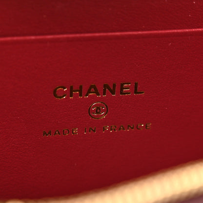 Chanel Shiny Caviar Quilted Sleek Chevron Vanity With Chain Burgundy 6 of 12