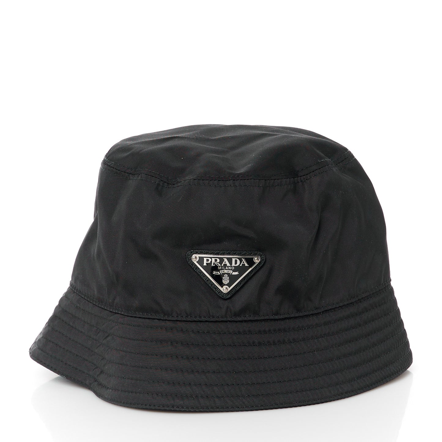 Re-Nylon Metal Triangle Logo Womens Bucket Hat M Black