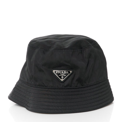 Prada Re-Nylon Metal Triangle Logo Womens Bucket Hat M Black 3 of 9