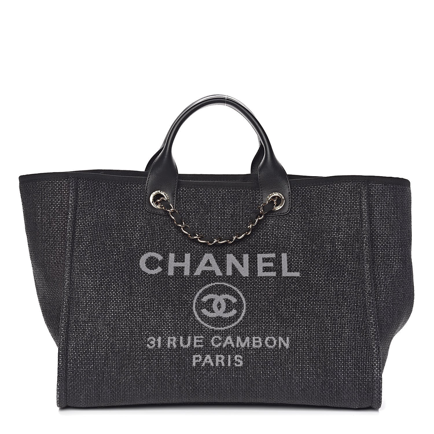Chanel Woven Straw Raffia Large Deauville Tote Black 1 of 14