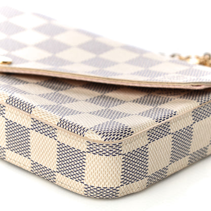Louis Vuitton Damier Azur Pochette Felicie Chain Wallet Rose Ballerine 7 of 18