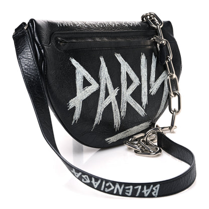 Balenciaga Agneau Arena Graffiti All Over XS Souvenir Belt Bag Black White 2 of 8