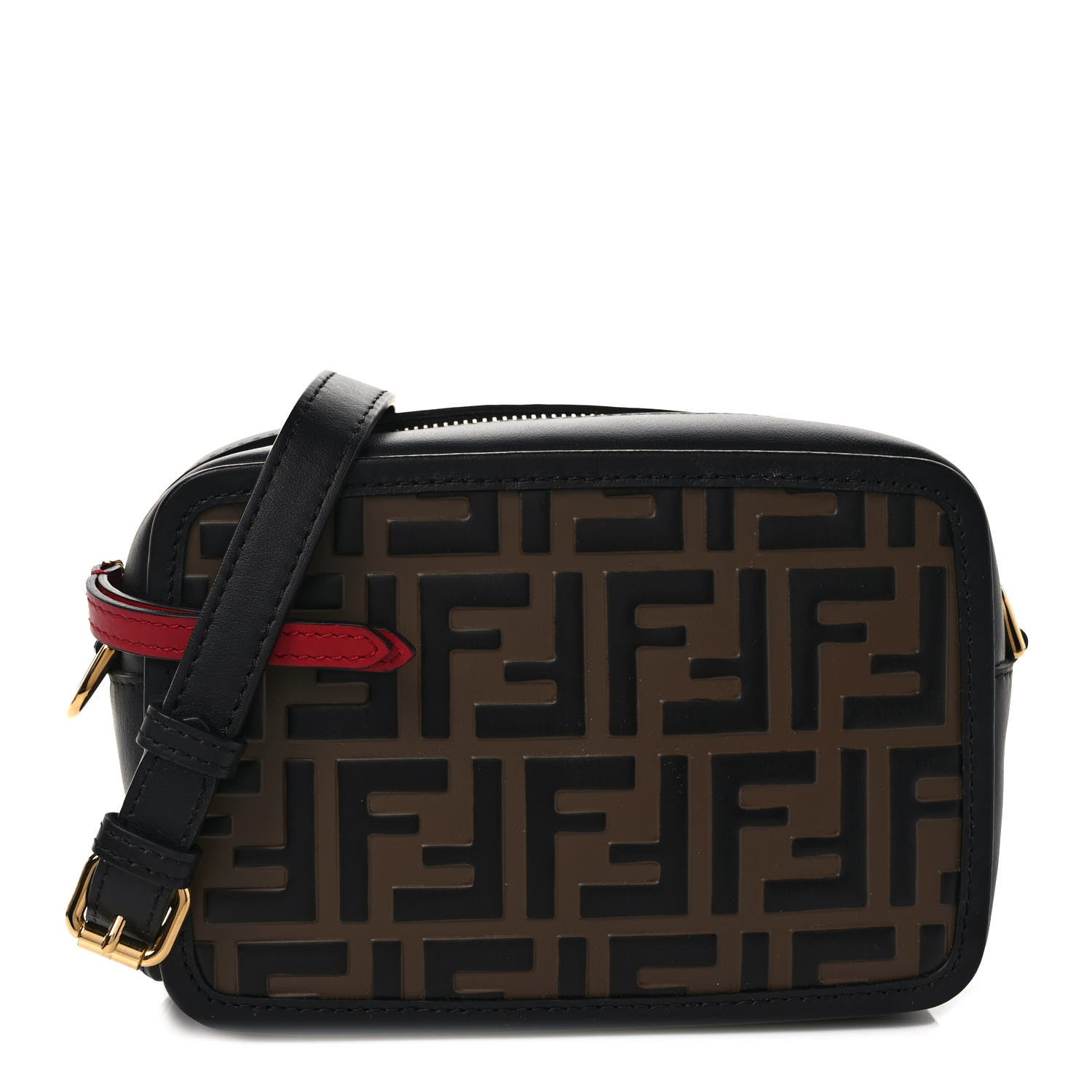 Fendi Vitello Century Bi-Color FF 1974 Embossed Mini Camera Case Maya Black 1 of 9