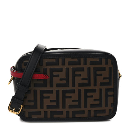 Fendi Vitello Century Bi-Color FF 1974 Embossed Mini Camera Case Maya Black 1 of 9