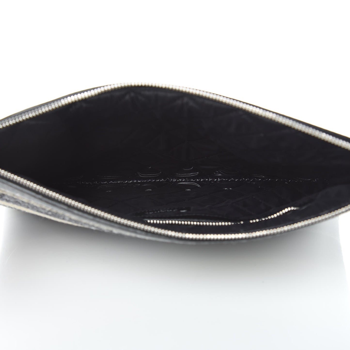 Striped Canvas Deauville Pouch Clutch Black