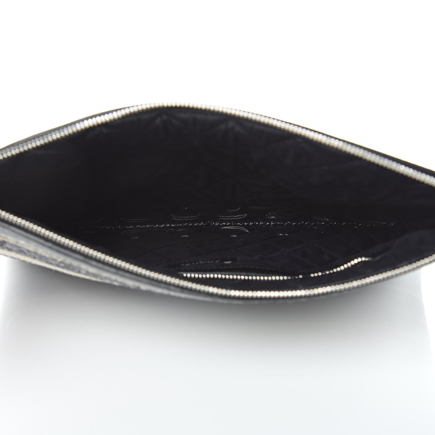 Chanel Striped Canvas Deauville Pouch Clutch Black 5 of 8