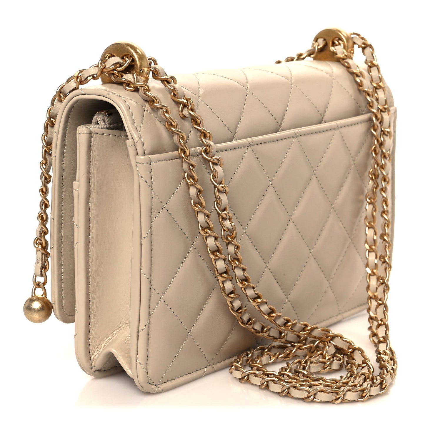 Calfskin Quilted Perfect Fit Wallet On Chain WOC Beige
