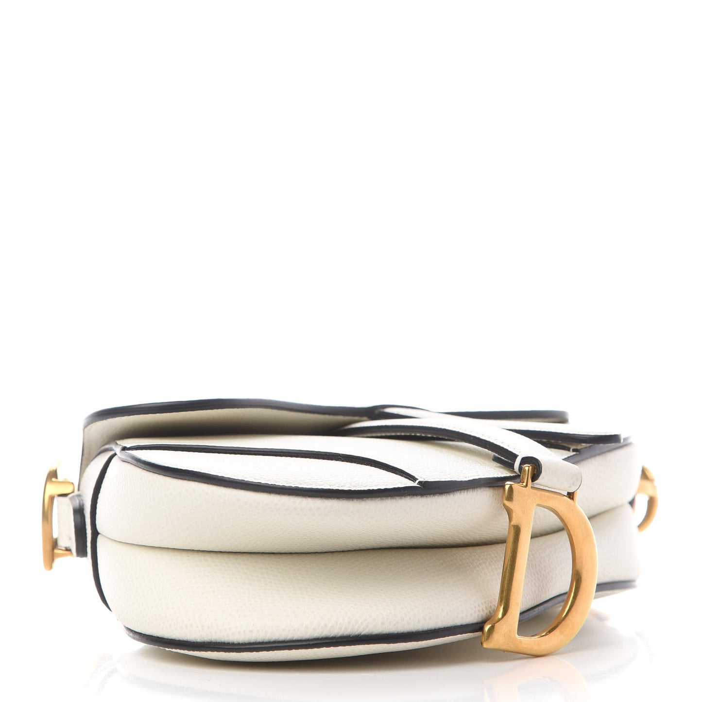 Grained Calfskin Mini Saddle Bag White