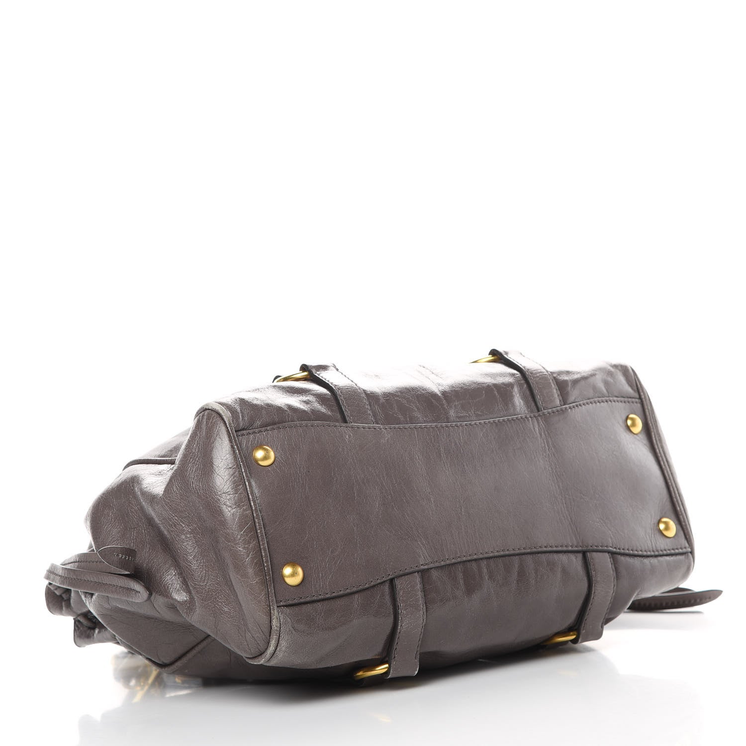 ✴*◆様 【Miu Miu】VITELLO SHINE PELTROグレー ハン Miu Miu Peltro Vitello Lux Leather Bow Top Handle Bag RT0438