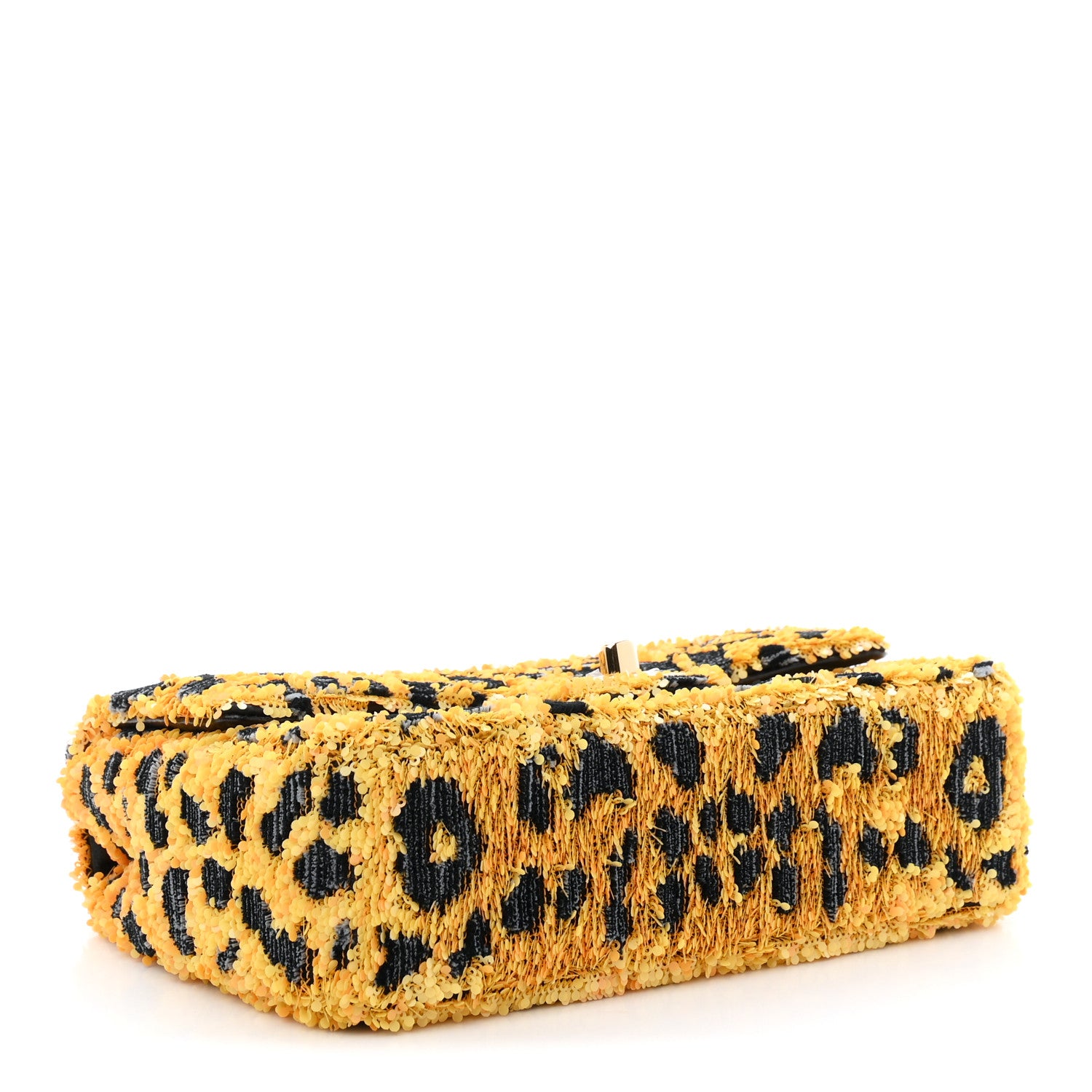 Chanel Sequin Mixed Fibers Leopard Print Mini Rectangular Flap Black Orange 4 of 11