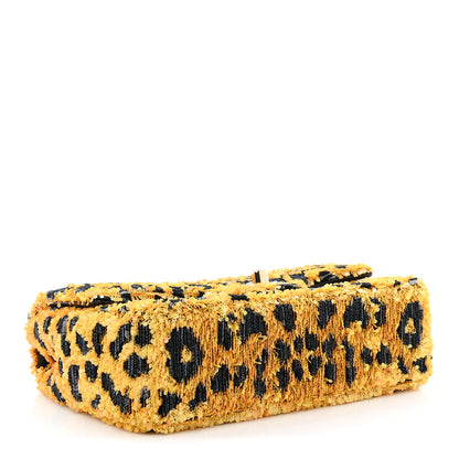 Chanel Sequin Mixed Fibers Leopard Print Mini Rectangular Flap Black Orange 4 of 11