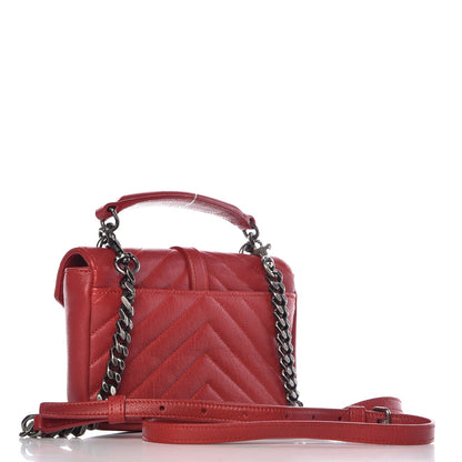 Saint Laurent Sheepskin Matelasse Chevron Monogram College Chain Wallet New Red 3 of 6