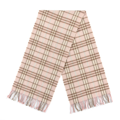 Burberry Cashmere Vintage Check Fringe Scarf Pink 2 of 3