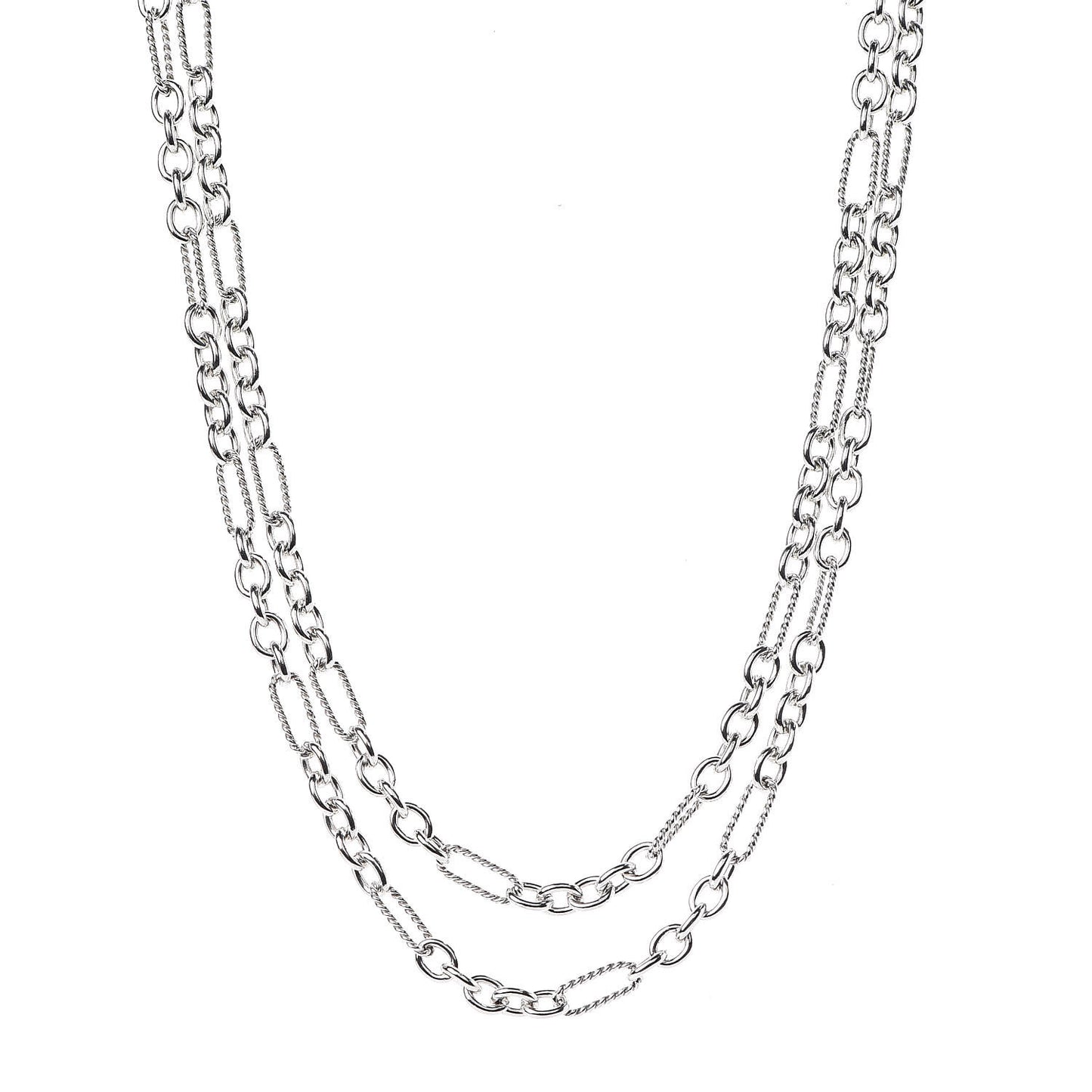 Sterling Silver 18K Yellow Gold Link Figaro Link Toggle Necklace 36"