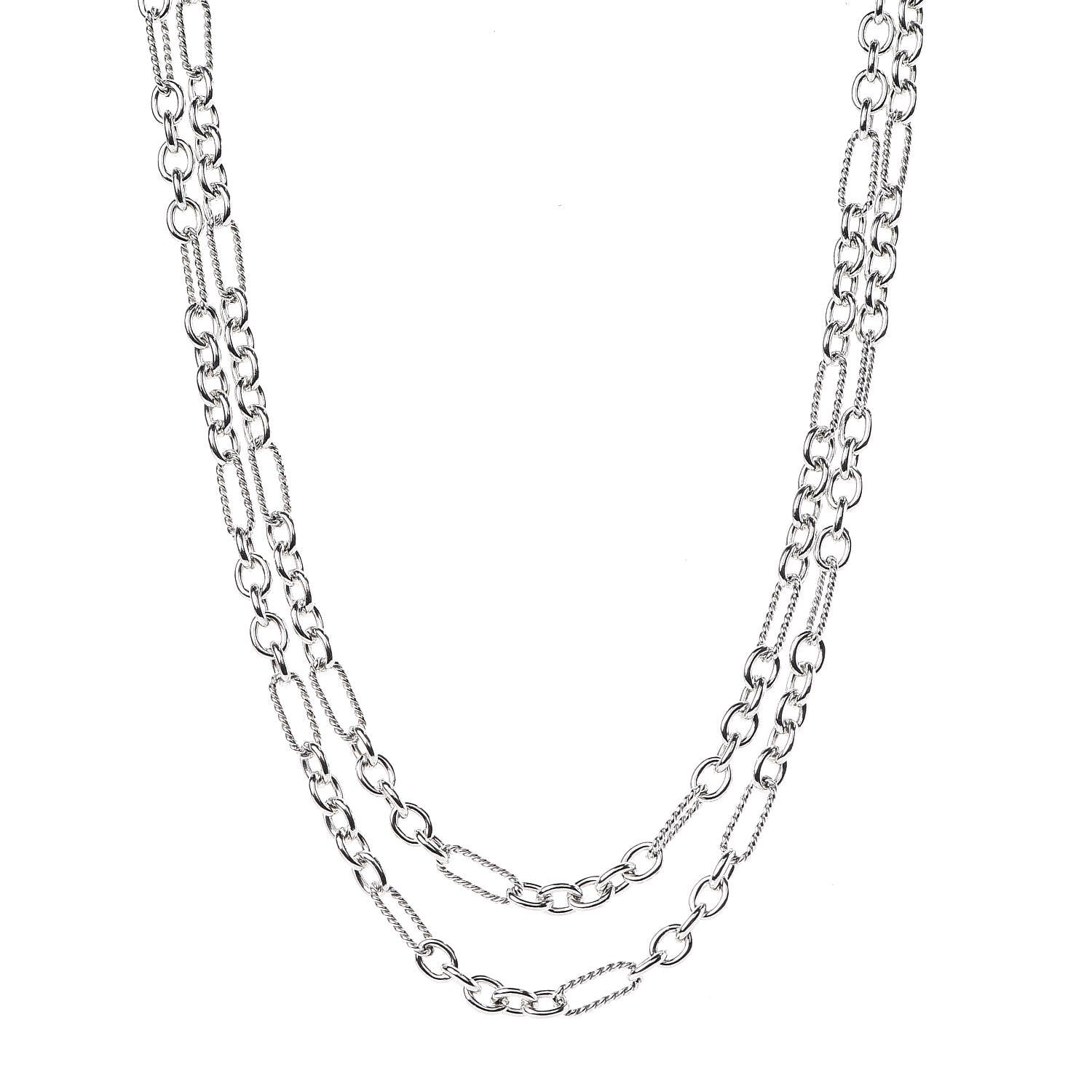 David Yurman Sterling Silver 18K Yellow Gold Link Figaro Link Toggle Necklace 36" 1 of 5
