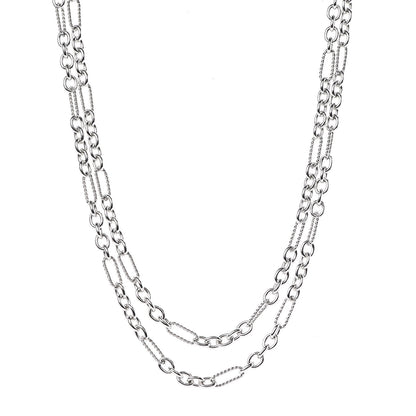 David Yurman Sterling Silver 18K Yellow Gold Link Figaro Link Toggle Necklace 36" 1 of 5
