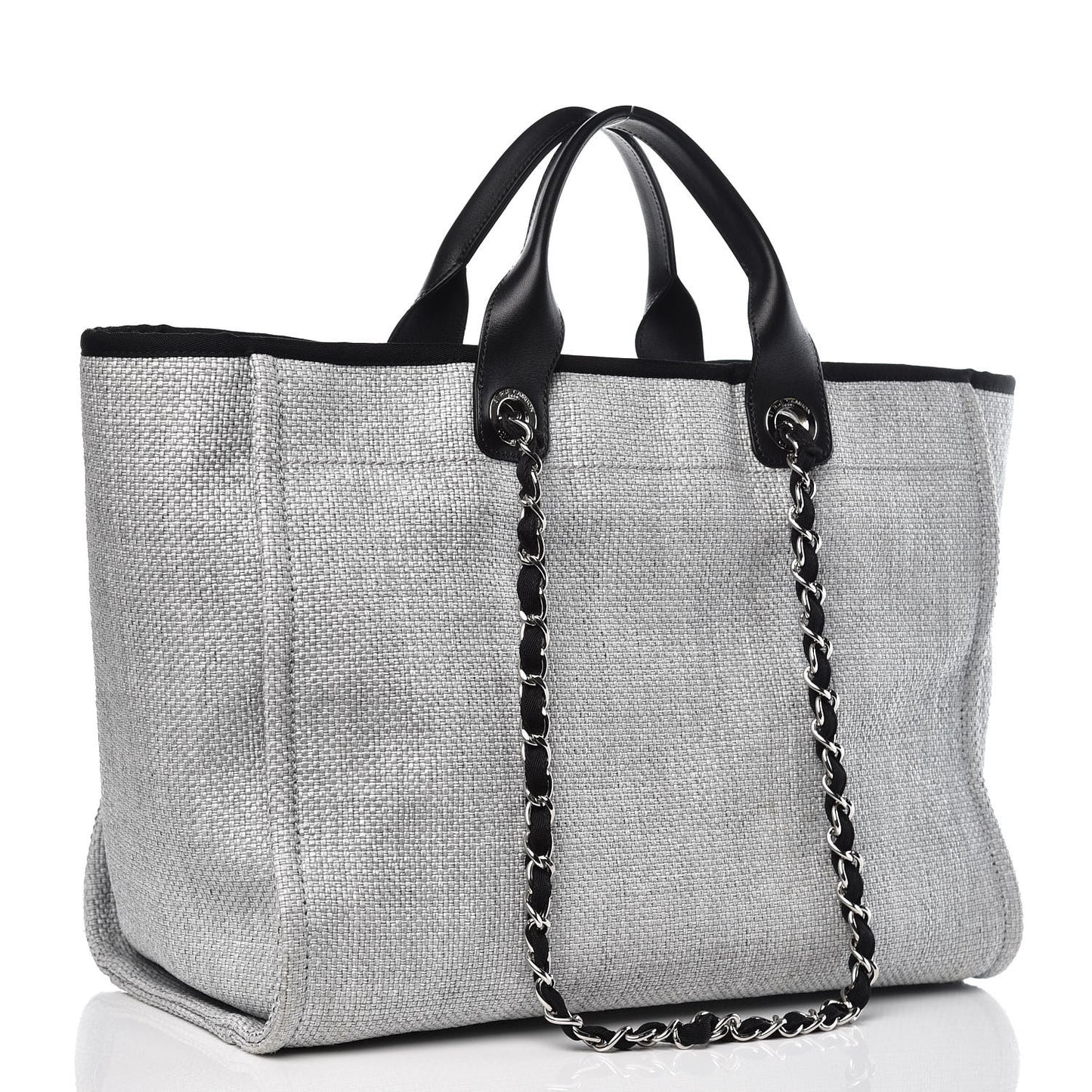 Woven Straw Raffia Large Deauville Tote Grey