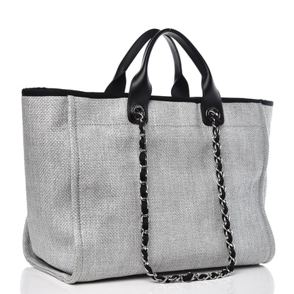 Chanel Woven Straw Raffia Large Deauville Tote Grey 3 of 7