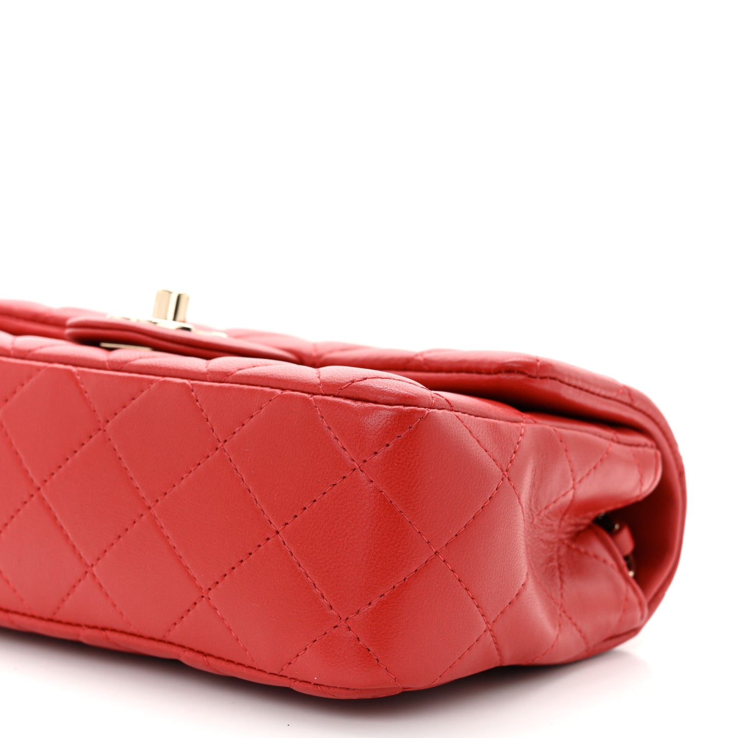 Lambskin Quilted Mini Rectangular Flap Red