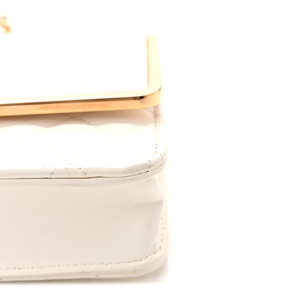 Chanel Lambskin Quilted Frame Wallet On Chain WOC White 12 of 18