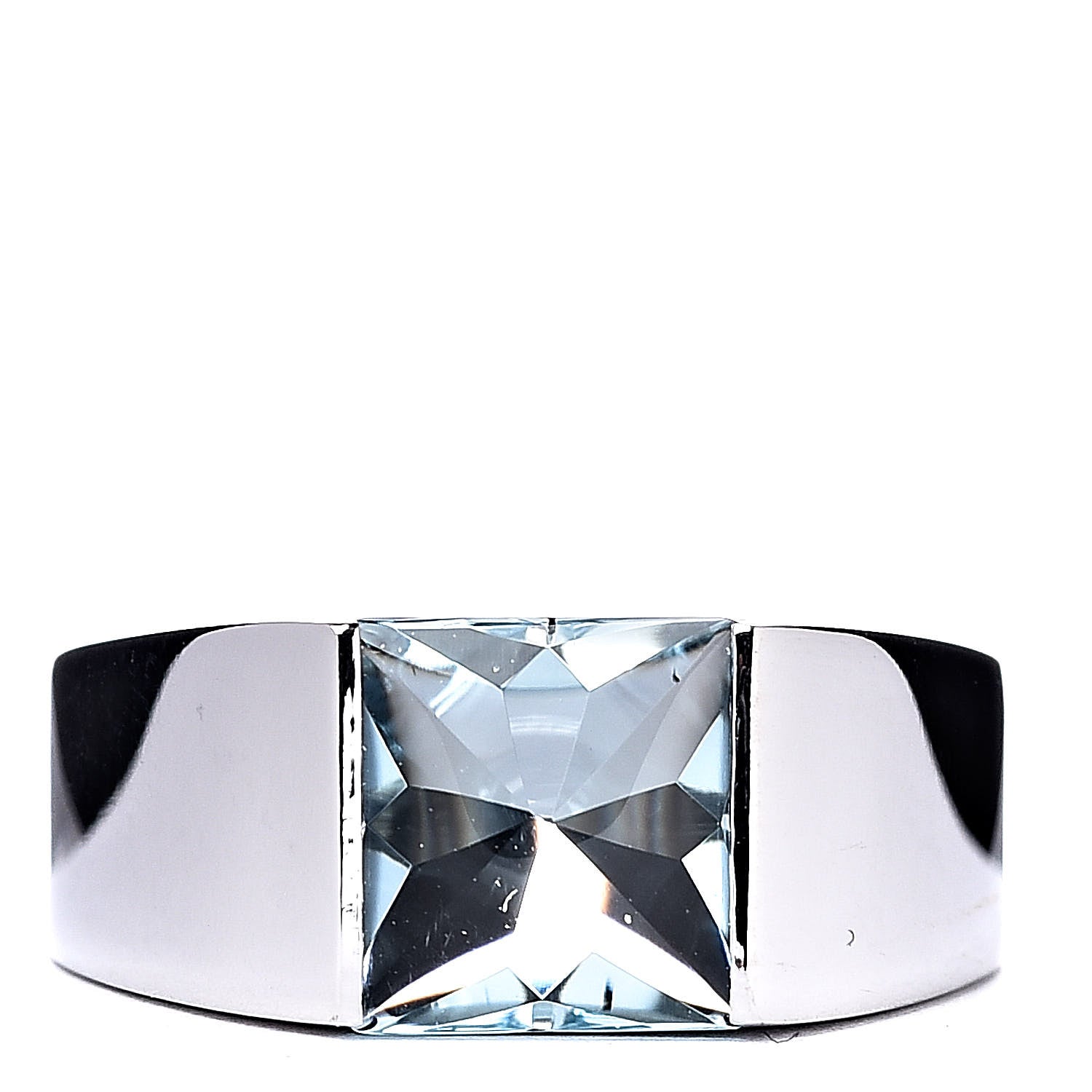 Cartier 18K White Gold Aquamarine Tank Ring 49 4.75 1 of 5