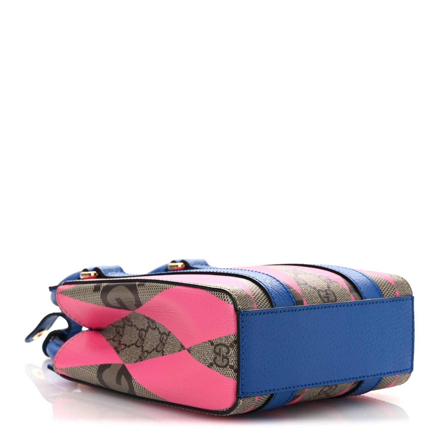 GG Supreme Monogram Textured Dollar Calfskin Rhombus Mini Tote Bag Beige Ebony Pink Blue