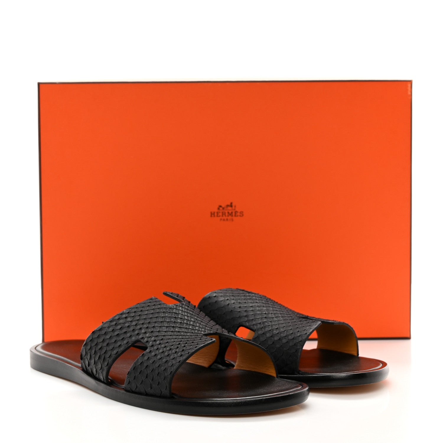 Hermes Snakeskin Mens Izmir Sandals 42.5 Black 9 of 9