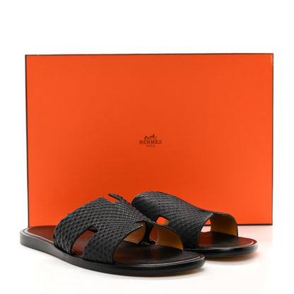 Hermes Snakeskin Mens Izmir Sandals 42.5 Black 9 of 9
