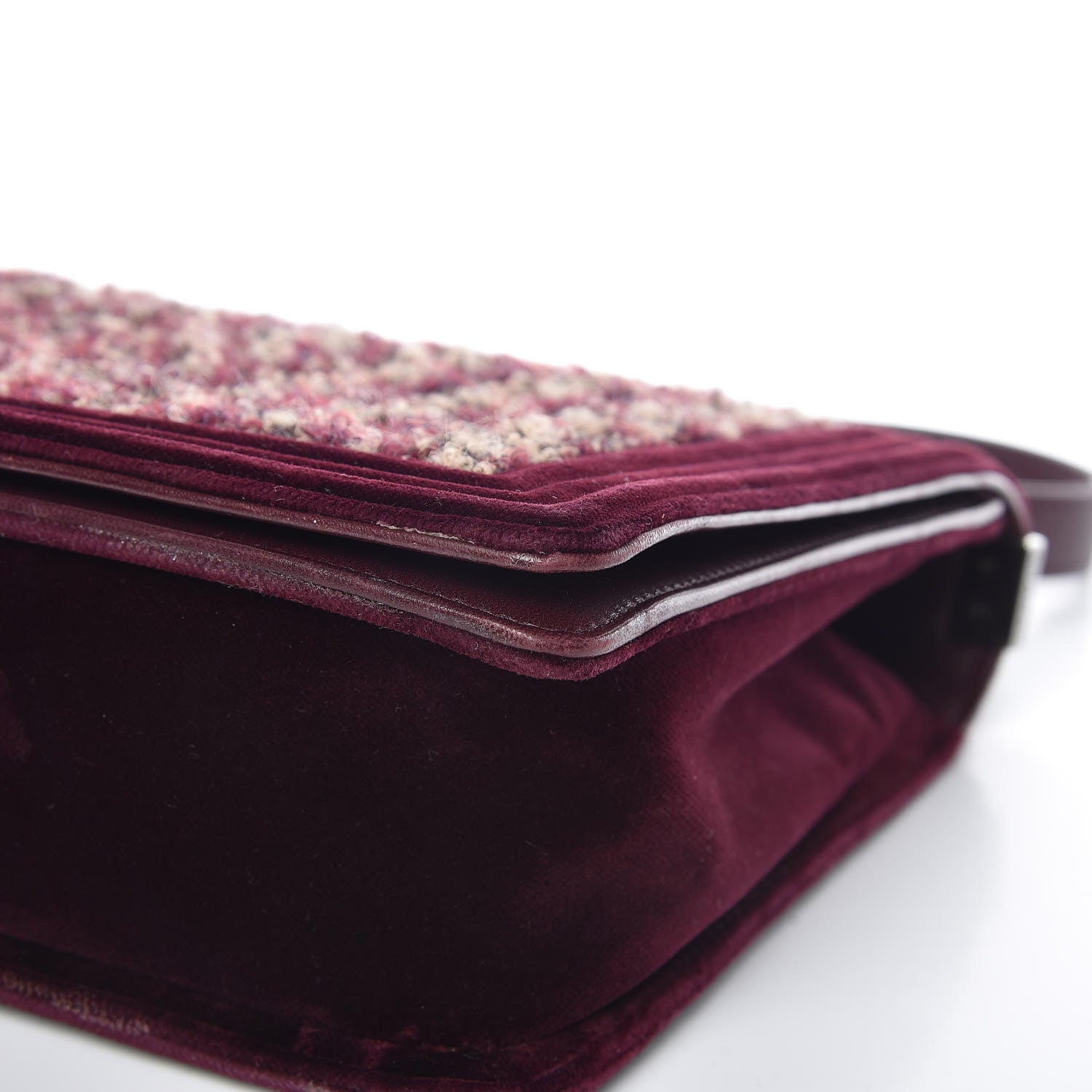 Chanel Velvet Tweed Large Boy Flap Burgundy 12 of 20