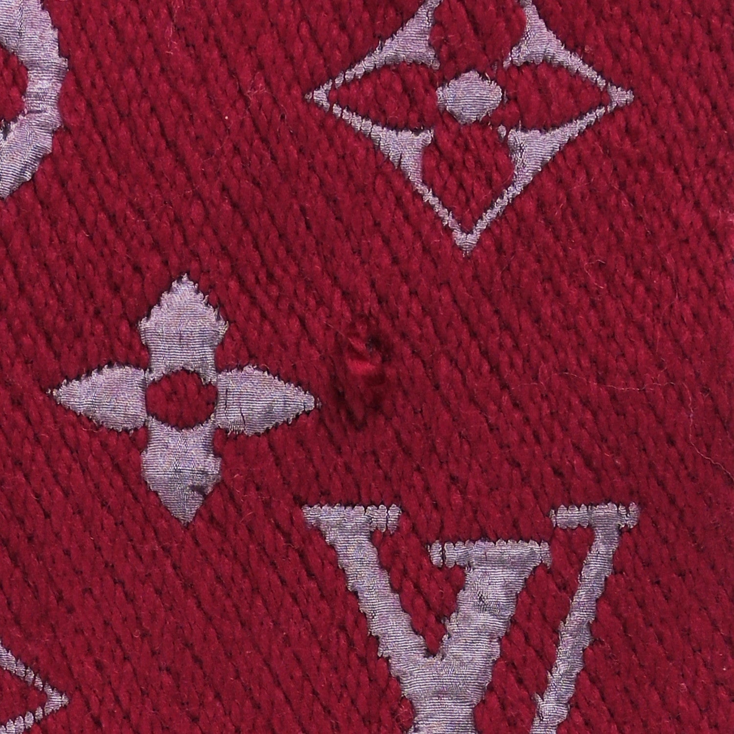 Louis Vuitton Wool Silk Logomania Duo Scarf Wine 4 of 4
