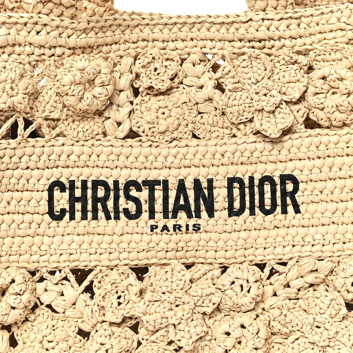 Woven Raffia Floral Embellished Small Book Tote Natural