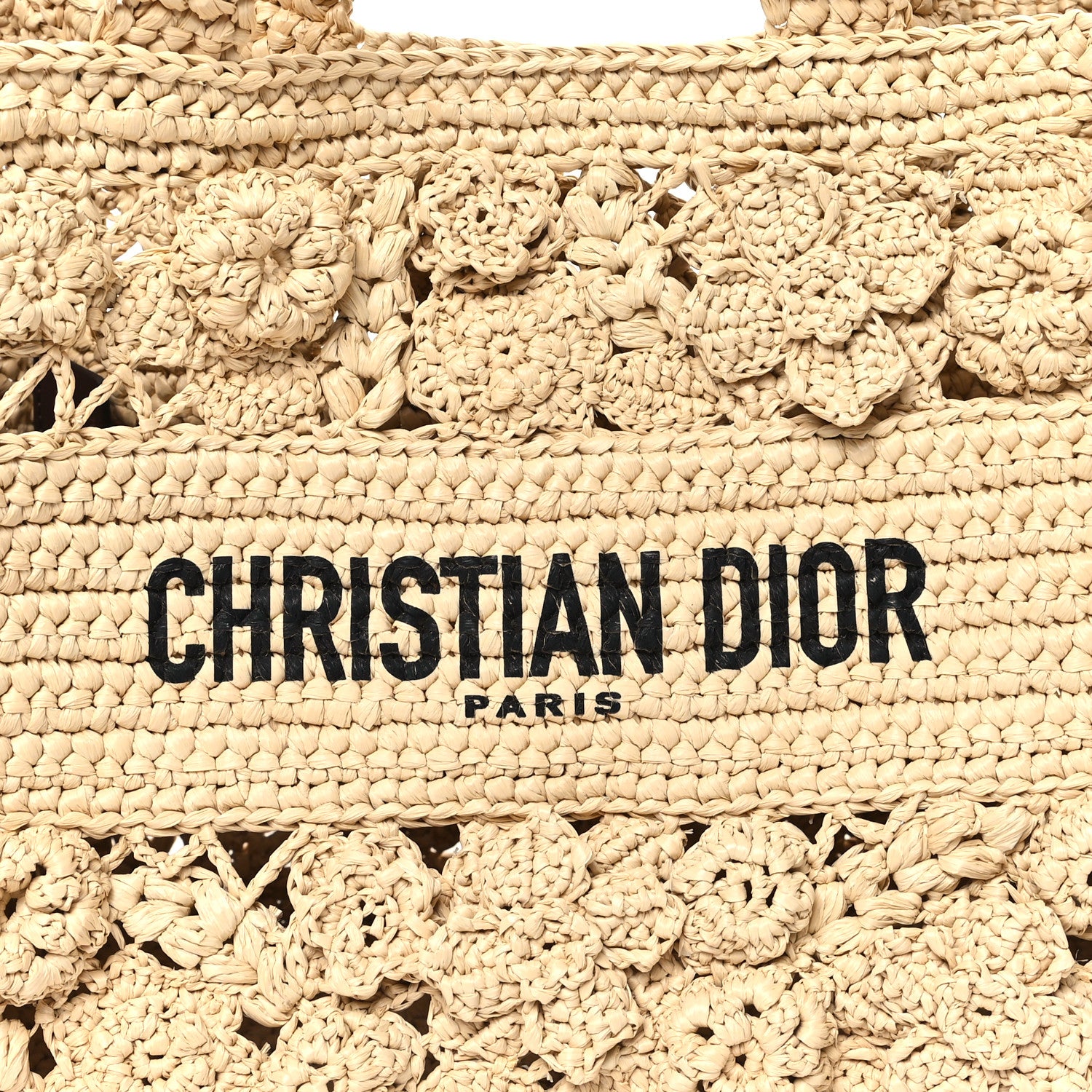 Christian Dior Woven Raffia Floral Embellished Small Book Tote Natural 10 of 13
